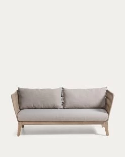 Belleny 3 Seater Sofa In Beige Cord And Solid Acacia Wood 176 Cm FSC 100% | Kave Home -Quality Furniture Store C838R33 1V02