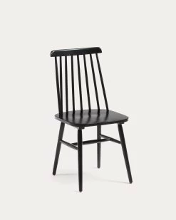Tressia MDF And Solid Rubber Wood Chair With Black Lacquer | Kave Home