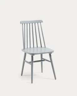 Tressia MDF And Solid Rubber Wood Chair With Grey Lacquer | Kave Home