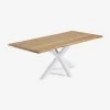 Argo Oak Veneer Table With Natural Finish And Steel Legs With White Finish 220 X 100 Cm | Kave Home -Quality Furniture Store CC0014M40 1V01