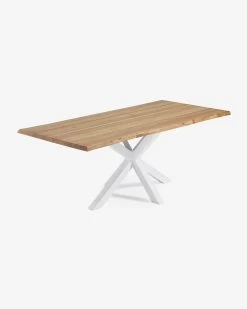 Argo Oak Veneer Table With Natural Finish And Steel Legs With White Finish 220 X 100 Cm | Kave Home