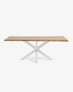 Argo Oak Veneer Table With Natural Finish And Steel Legs With White Finish 220 X 100 Cm | Kave Home -Quality Furniture Store CC0014M40 1V02