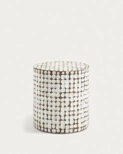 Necoco Side Table In Solid Mango Wood And Coconut Shells à 40 Cm | Kave Home