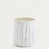 Filip Solid Teak With White Finish Side Table Ã 35 Cm | Kave Home -Quality Furniture Store CC0047M05 1V01