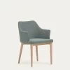 Croft Chair In Dark Green Chenille With Solid Ash Wood Legs | Kave Home 1 Croft Chair In Dark Green Chenille With Solid Ash Wood Legs | Kave Home -Quality Furniture Store CC0077KY06 1V01