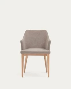 Croft Chair In Brown Chenille With Solid Ash Wood Legs | Kave Home -Quality Furniture Store CC0077KY10 1V02