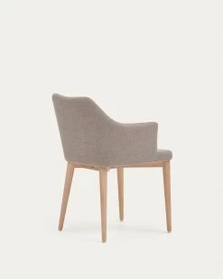 Croft Chair In Brown Chenille With Solid Ash Wood Legs | Kave Home -Quality Furniture Store CC0077KY10 1V03