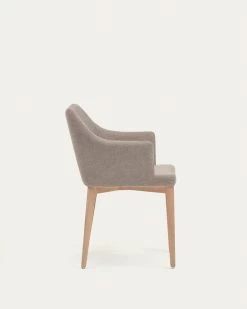 Croft Chair In Brown Chenille With Solid Ash Wood Legs | Kave Home -Quality Furniture Store CC0077KY10 1V04
