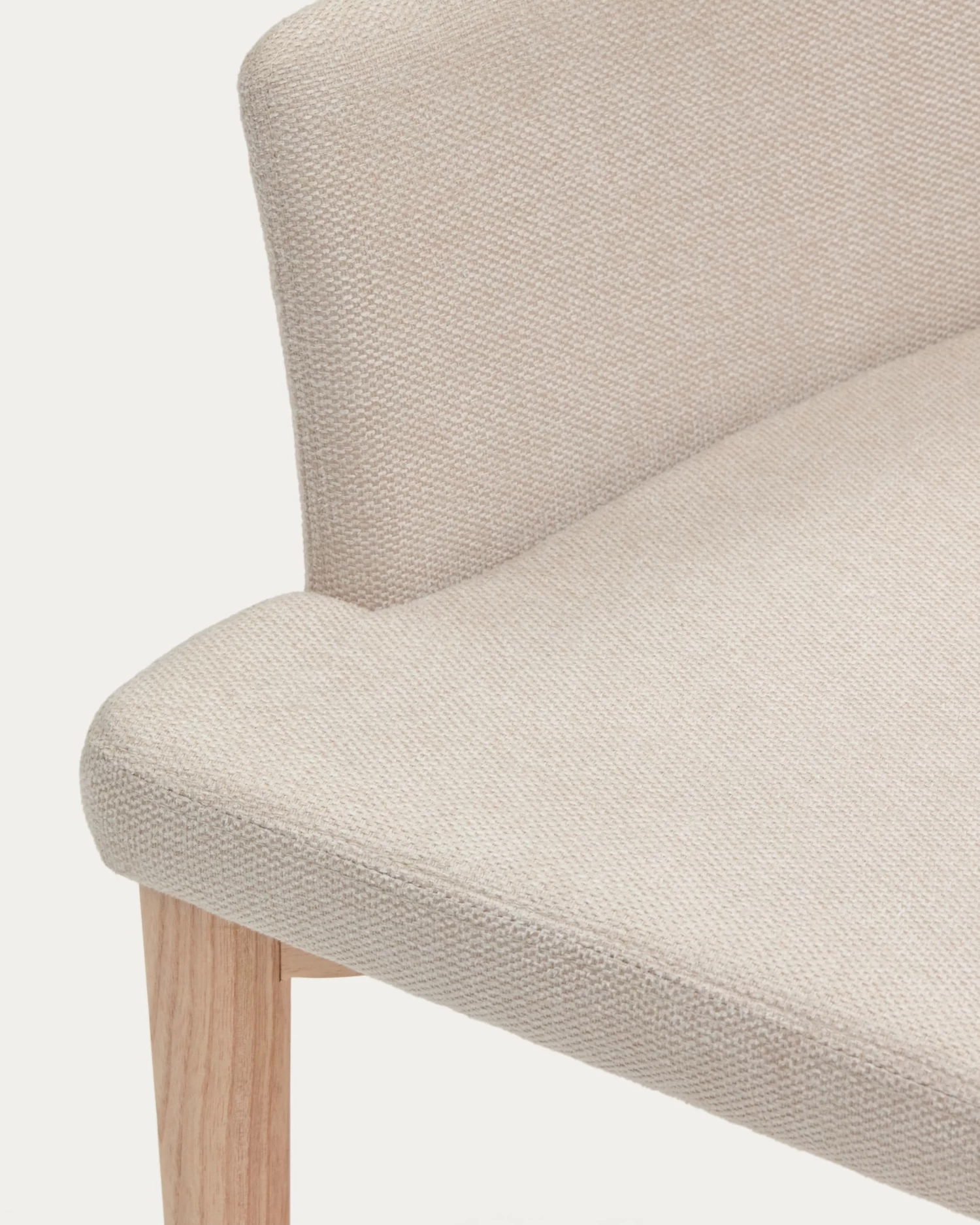 Croft Chair In Beige Chenille With Solid Ash Wood Legs | Kave Home 8 Croft Chair In Beige Chenille With Solid Ash Wood Legs | Kave Home - Image 6