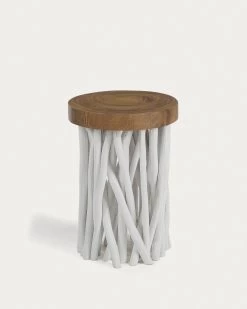 Drom Solid Rain And Teak Wood Side Table Ã 35 Cm | Kave Home