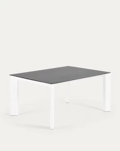 Axis Porcelain Extendable Table In Volcano Rock Finish With White Legs 160 (220) Cm | Kave Home