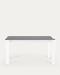 Axis Porcelain Extendable Table In Volcano Rock Finish With White Legs 160 (220) Cm | Kave Home -Quality Furniture Store CC0180VR 1V03