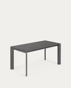 Axis Extendable Porcelain Table With Volcano Rock Finish And Dark Grey Legs 160 (220) Cm | Kave Home