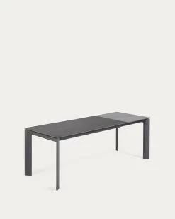 Axis Extendable Porcelain Table With Volcano Rock Finish And Dark Grey Legs 160 (220) Cm | Kave Home -Quality Furniture Store CC0186VR 1V02