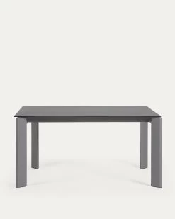 Axis Extendable Porcelain Table With Volcano Rock Finish And Dark Grey Legs 160 (220) Cm | Kave Home -Quality Furniture Store CC0186VR 1V03