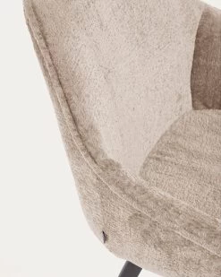 Amira Chair In Beige Chenille With Steel Legs With Black Finish | Kave Home -Quality Furniture Store CC0253BG12 1D03