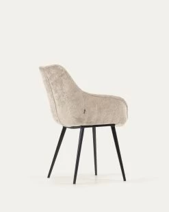 Amira Chair In Beige Chenille With Steel Legs With Black Finish | Kave Home -Quality Furniture Store CC0253BG12 1V03