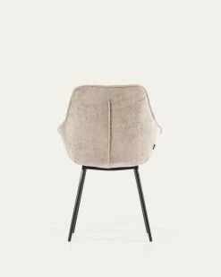 Amira Chair In Beige Chenille With Steel Legs With Black Finish | Kave Home -Quality Furniture Store CC0253BG12 1V05
