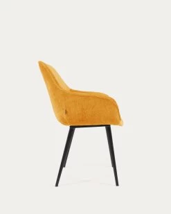 Amira Chair In Mustard Chenille With Steel Legs With Black Finish | Kave Home 17 Amira Chair In Mustard Chenille With Steel Legs With Black Finish | Kave Home -Quality Furniture Store CC0253BG81 1V02