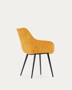 Amira Chair In Mustard Chenille With Steel Legs With Black Finish | Kave Home 19 Amira Chair In Mustard Chenille With Steel Legs With Black Finish | Kave Home -Quality Furniture Store CC0253BG81 1V03