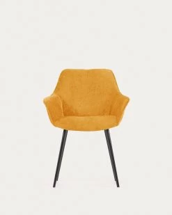 Amira Chair In Mustard Chenille With Steel Legs With Black Finish | Kave Home 20 Amira Chair In Mustard Chenille With Steel Legs With Black Finish | Kave Home -Quality Furniture Store CC0253BG81 1V04