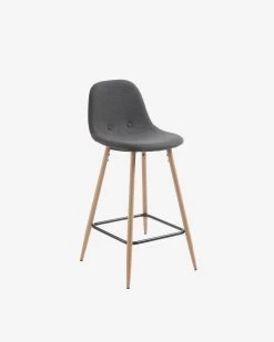 Dark Grey Nolite Stool Height 65 Cm | Kave Home