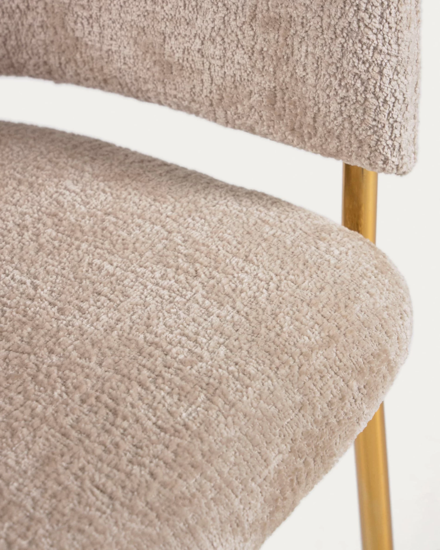 Runnie Chair In Beige Chenille With Steel Legs And Gold Finish | Kave Home 5 Runnie Chair In Beige Chenille With Steel Legs And Gold Finish | Kave Home - Image 3