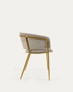 Runnie Chair In Beige Chenille With Steel Legs And Gold Finish | Kave Home 16 Runnie Chair In Beige Chenille With Steel Legs And Gold Finish | Kave Home -Quality Furniture Store CC0297BG12 1V02