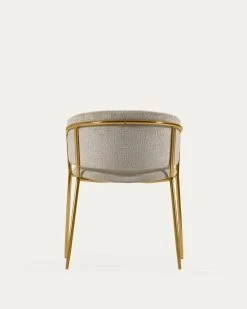 Runnie Chair In Beige Chenille With Steel Legs And Gold Finish | Kave Home 18 Runnie Chair In Beige Chenille With Steel Legs And Gold Finish | Kave Home -Quality Furniture Store CC0297BG12 1V04