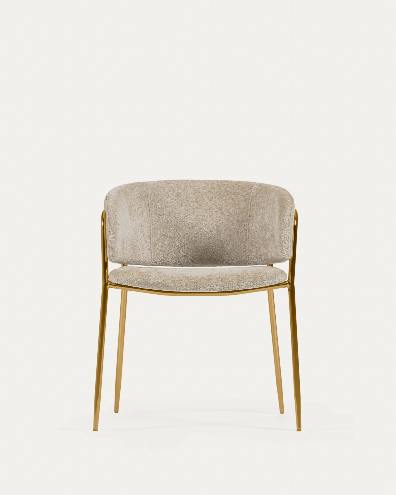 Runnie Chair In Beige Chenille With Steel Legs And Gold Finish | Kave Home 11 Runnie Chair In Beige Chenille With Steel Legs And Gold Finish | Kave Home - Image 9