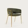 Runnie Chair In Dark Green Chenille With Steel Legs And Gold Finish | Kave Home 1 Runnie Chair In Dark Green Chenille With Steel Legs And Gold Finish | Kave Home -Quality Furniture Store CC0297BG19 1V01