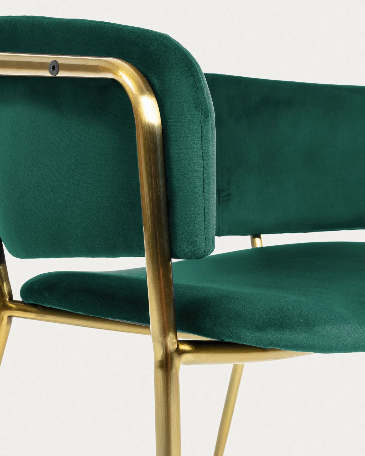 Runnie Green Velvet Chair With Steel Legs And Gold Finish | Kave Home 5 Runnie Green Velvet Chair With Steel Legs And Gold Finish | Kave Home - Image 3