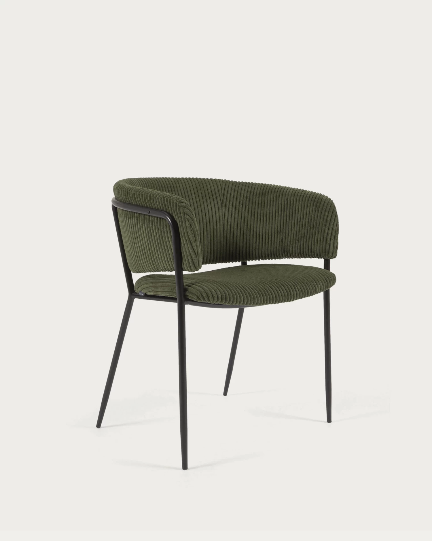 Runnie Chair Made From Dark Green Wide Seam Corduroy And Steel Legs With Black Finish | Kave Home 3 Runnie Chair Made From Dark Green Wide Seam Corduroy And Steel Legs With Black Finish | Kave Home