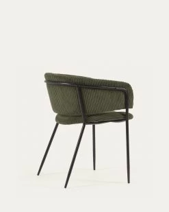 Runnie Chair Made From Dark Green Wide Seam Corduroy And Steel Legs With Black Finish | Kave Home 17 Runnie Chair Made From Dark Green Wide Seam Corduroy And Steel Legs With Black Finish | Kave Home -Quality Furniture Store CC0297LN19 1V03