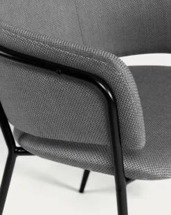 Runnie Chair In Light Grey With Steel Legs With Black Finish | Kave Home -Quality Furniture Store CC0297VD03 1D01
