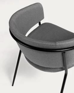 Runnie Chair In Light Grey With Steel Legs With Black Finish | Kave Home -Quality Furniture Store CC0297VD03 1D02