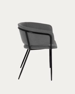 Runnie Chair In Light Grey With Steel Legs With Black Finish | Kave Home -Quality Furniture Store CC0297VD03 1V02