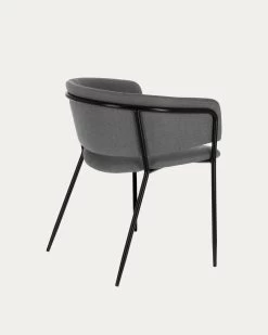 Runnie Chair In Light Grey With Steel Legs With Black Finish | Kave Home -Quality Furniture Store CC0297VD03 1V03