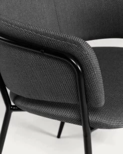 Runnie Chair In Dark Grey With Steel Legs With Black Finish | Kave Home 12 Runnie Chair In Dark Grey With Steel Legs With Black Finish | Kave Home -Quality Furniture Store CC0297VD15 1D01