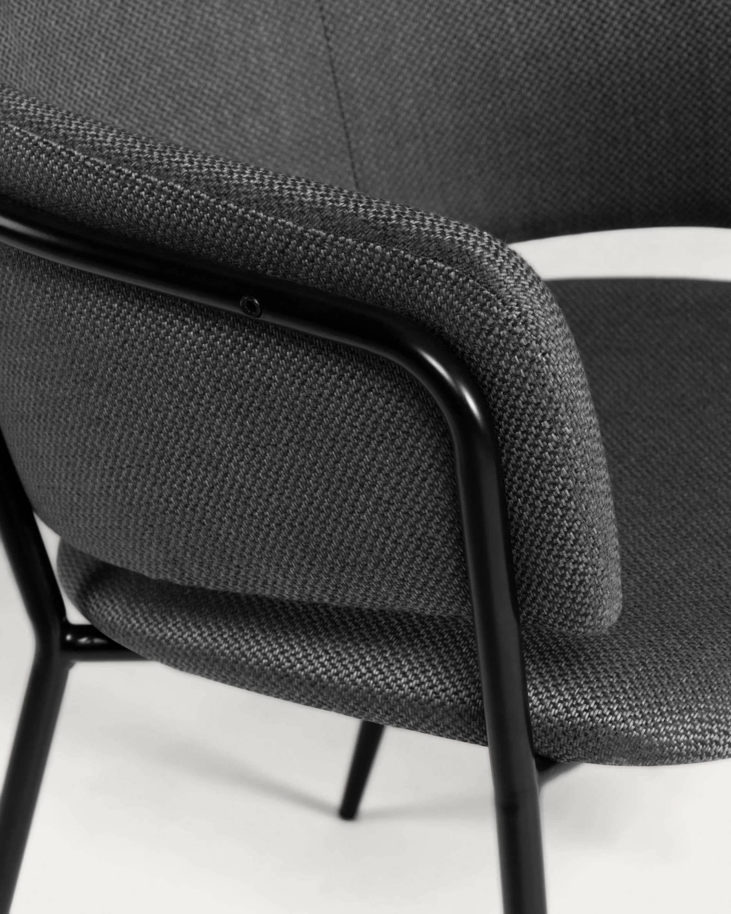 Runnie Chair In Dark Grey With Steel Legs With Black Finish | Kave Home 5 Runnie Chair In Dark Grey With Steel Legs With Black Finish | Kave Home - Image 3