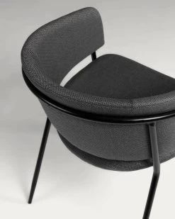 Runnie Chair In Dark Grey With Steel Legs With Black Finish | Kave Home 14 Runnie Chair In Dark Grey With Steel Legs With Black Finish | Kave Home -Quality Furniture Store CC0297VD15 1D02
