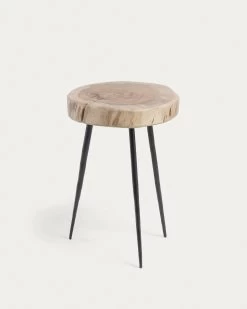 Eider Solid Acacia Wood And Steel Side Table à 35 Cm | Kave Home