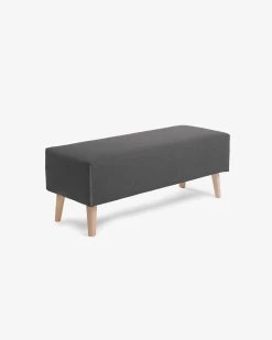 Dyla Bench In Black With Solid Beech Wood Legs 111 Cm | Kave Home