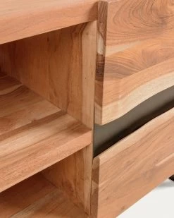 Uxia Solid Acacia Wood TV Stand With 2 Doors And Black Finish Steel 160 X 65 Cm | Kave Home 11 Uxia Solid Acacia Wood TV Stand With 2 Doors And Black Finish Steel 160 X 65 Cm | Kave Home -Quality Furniture Store CC0471M43 1D02