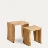 Zuleika Set Of 2 Nesting Side Tables Made From Solid Acacia Wood 50 X 42 / 34 X 42 Cm | Kave Home