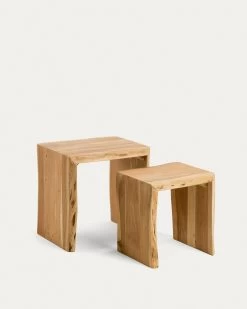 Zuleika Set Of 2 Nesting Side Tables Made From Solid Acacia Wood 50 X 42 / 34 X 42 Cm | Kave Home