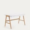 Dyana Desk In MDF With White Lacquer And Solid Ash Wood Legs 120 X 60 Cm | Kave Home