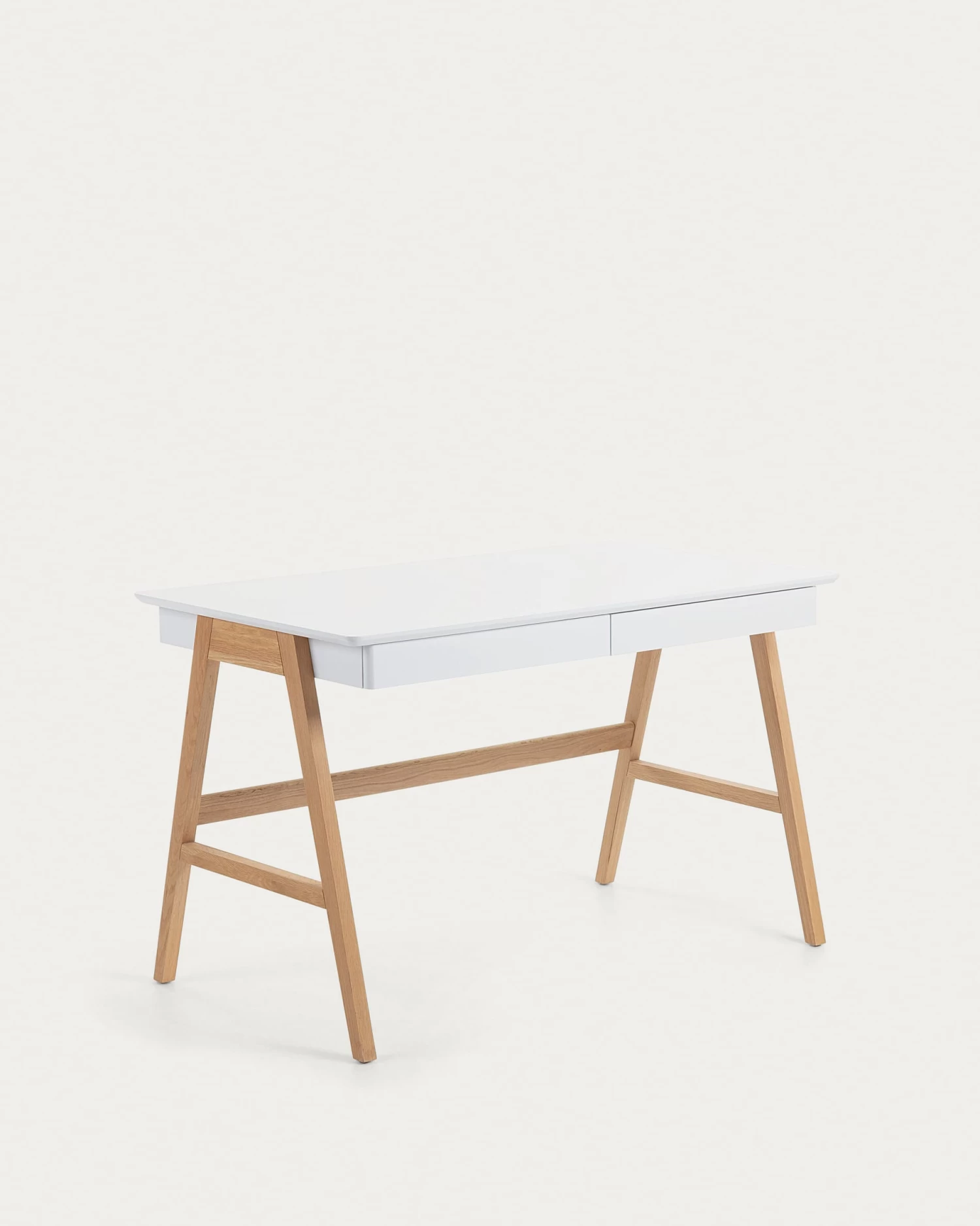 Dyana Desk In MDF With White Lacquer And Solid Ash Wood Legs 120 X 60 Cm | Kave Home 3 Dyana Desk In MDF With White Lacquer And Solid Ash Wood Legs 120 X 60 Cm | Kave Home
