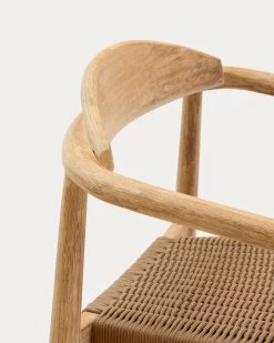 Nina Stackable Chair In Solid Acacia Wood And Beige Rope Seat FSC 100% | Kave Home -Quality Furniture Store CC0555S12 1D02
