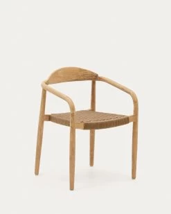 Nina Stackable Chair In Solid Acacia Wood And Beige Rope Seat FSC 100% | Kave Home